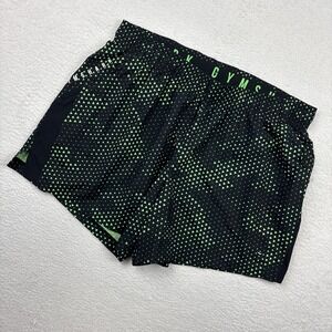 GYMSHARK 'Sport 5" Shorts' Mens 3XL Black/Neon Green Unlined Athletic Zip Pocket